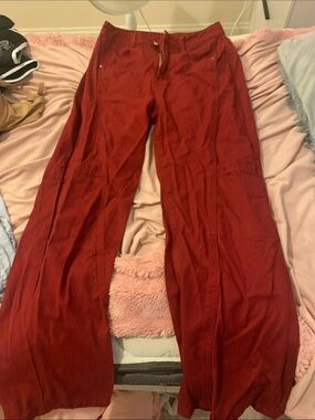 SHEIN Red Wide Leg Women's Jeans